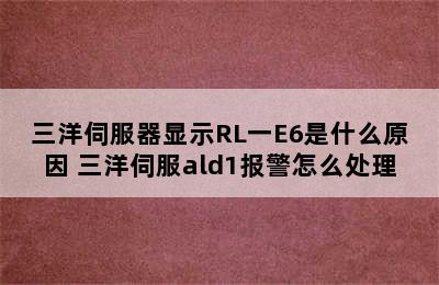 三洋伺服器显示RL一E6是什么原因 三洋伺服ald1报警怎么处理